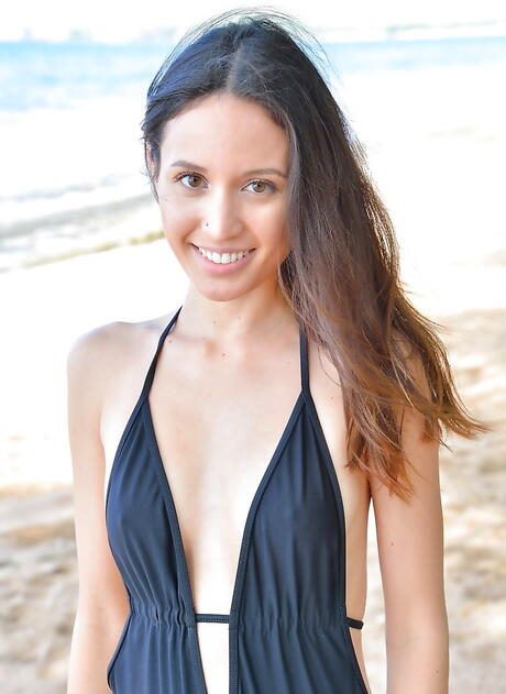 Svelte girls Mary Lynn and Aubrey enjoy a passionate lesbian foreplay on the beach